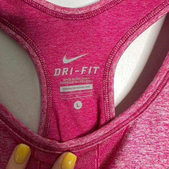 Nike Women's Magenta Pink Heathered Running Racerback Dri-FIT Tank Size L - Picture 3 of 7